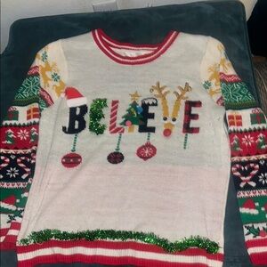 Festive Christmas Sweater with Believe Design